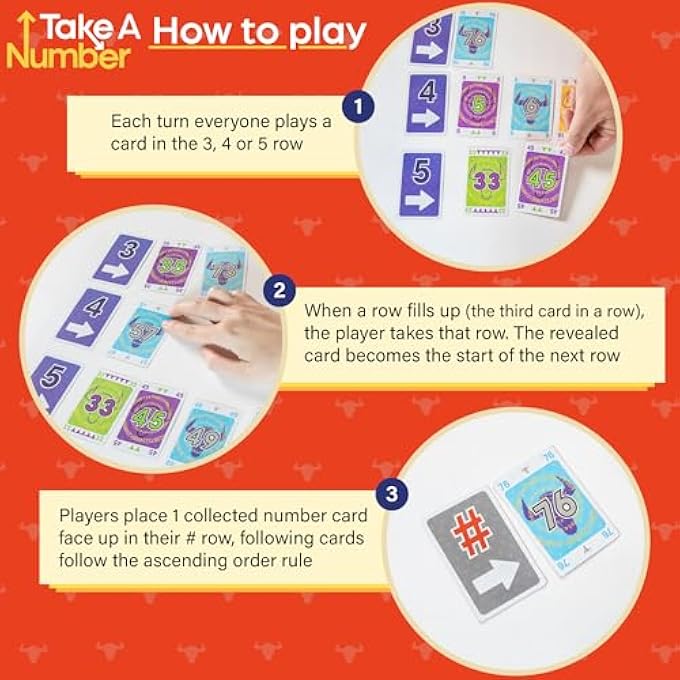rayihni GAMES TAKE 5 & TAKE A NUMBER  TWO COMPLETE GAMES IN ONE  TAKE 5 IS THE CLASSIC 6 NIMMT! & TAKE A NUMBER IS ALSO KNOWN AS X NIMMT!  CLASSIC CARD GAMES FOR KIDS & ADULTS AGES 8 & OLDER - Image 4